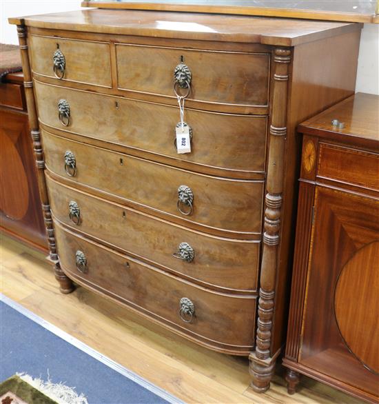 A George IV mahogany bow-fronted chest of drawers W.108cm